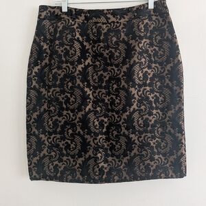 Worthington Black and Brown Jacquard Pencil Skirt